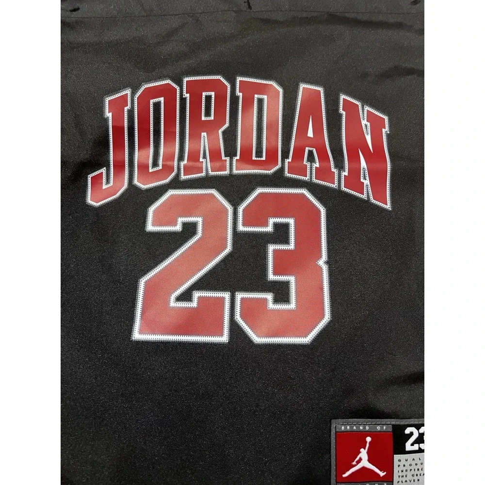 Nike Air Jordan Gym Sack Bag Drawstring Black Backpack 23 Jersey Black Red Bulls